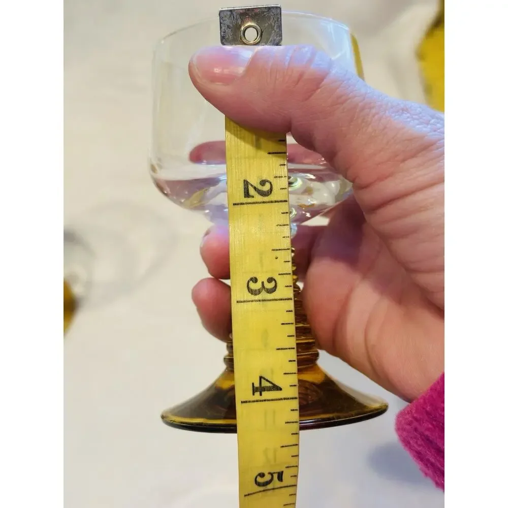 VTG Roemer Wine Glasses Goblets Amber Beehive Stem Made in Germany Set of 2